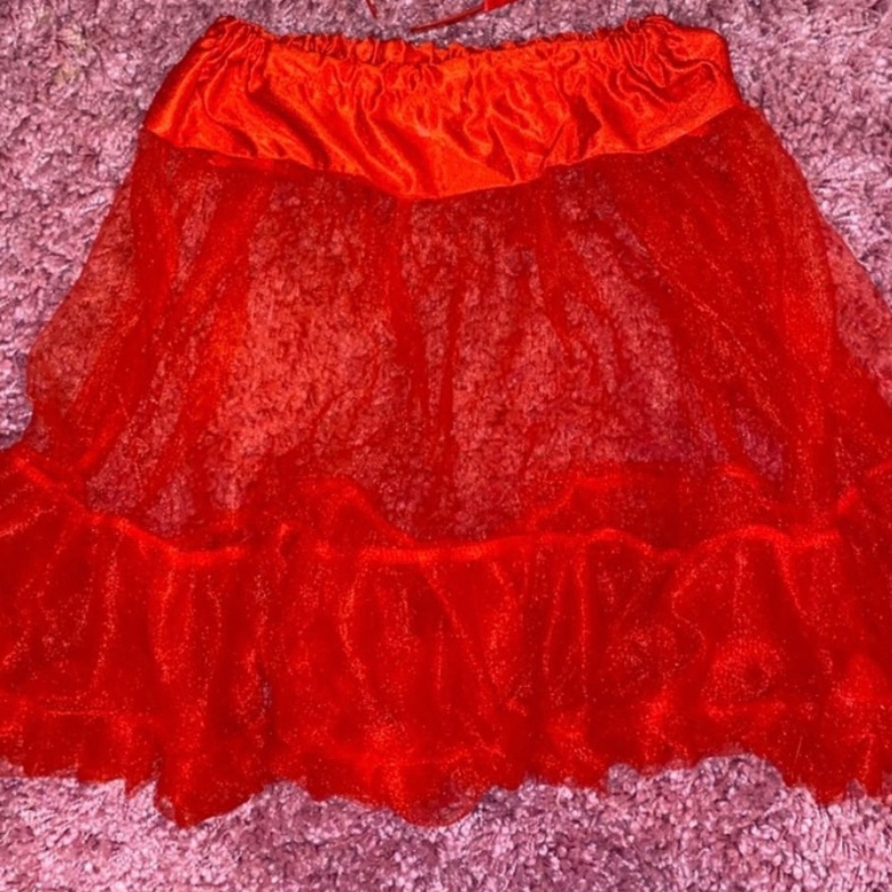 Red Tulle Petticoat Tutu Skirt